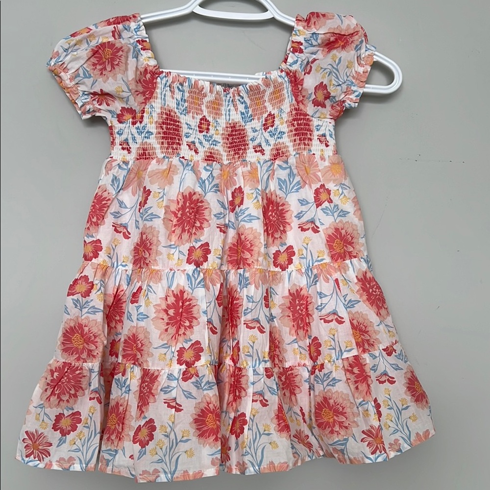 Floral Kids Dress - Red and White size 4Y